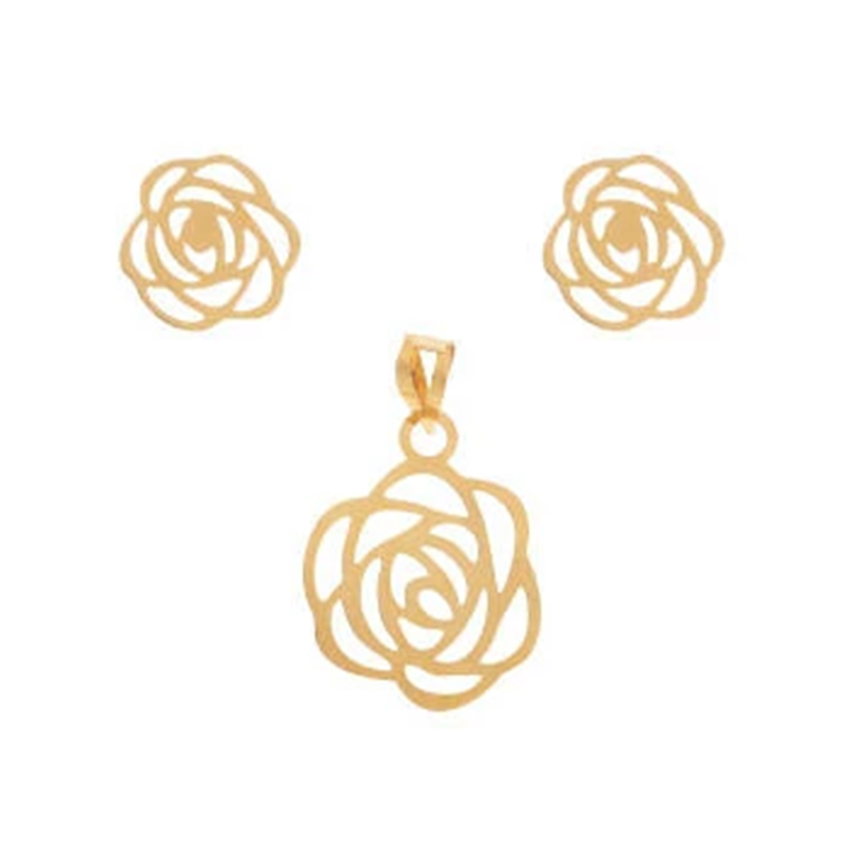 نیم ست طلا 18 عیار زنانه شمیم گلد گالری طرح گل رز