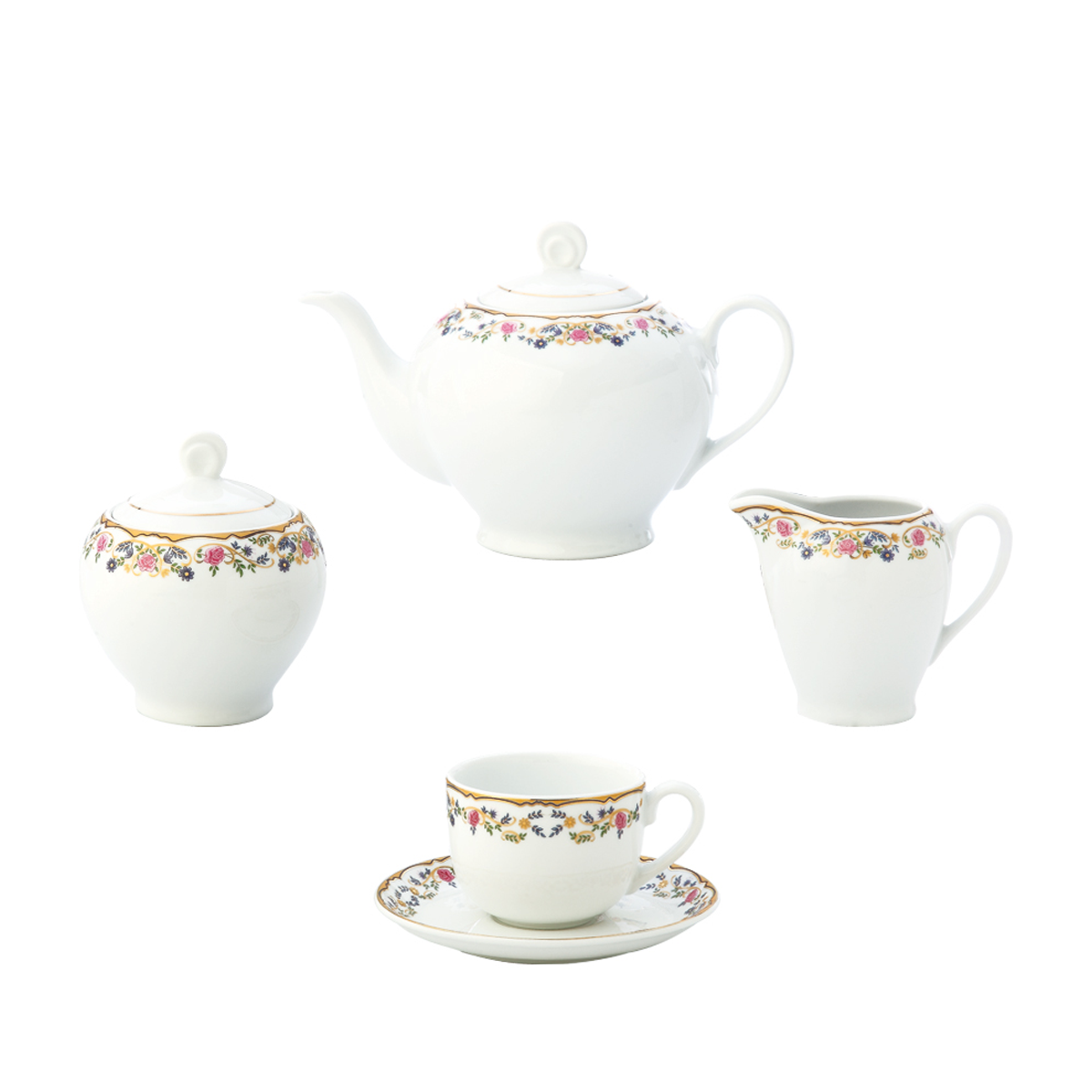 سرویس چای خوری 17 پارچه چینی زرین ایران مدل ایتالیا اف گلستان درجه عالی-small-image