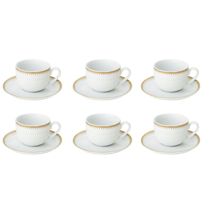 ست فنجان و نعلبکی 12 پارچه چینی زرین ایران مدل چای خوری ایتالیا اف 8 سپیدار درجه سه