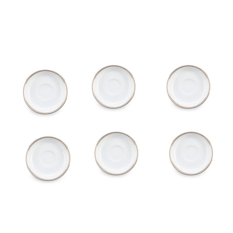 نعلبکی چینی زرین ایران مدل زیر استکان دوری 13 ریوا طلایی درجه عالی بسته 6 عددی