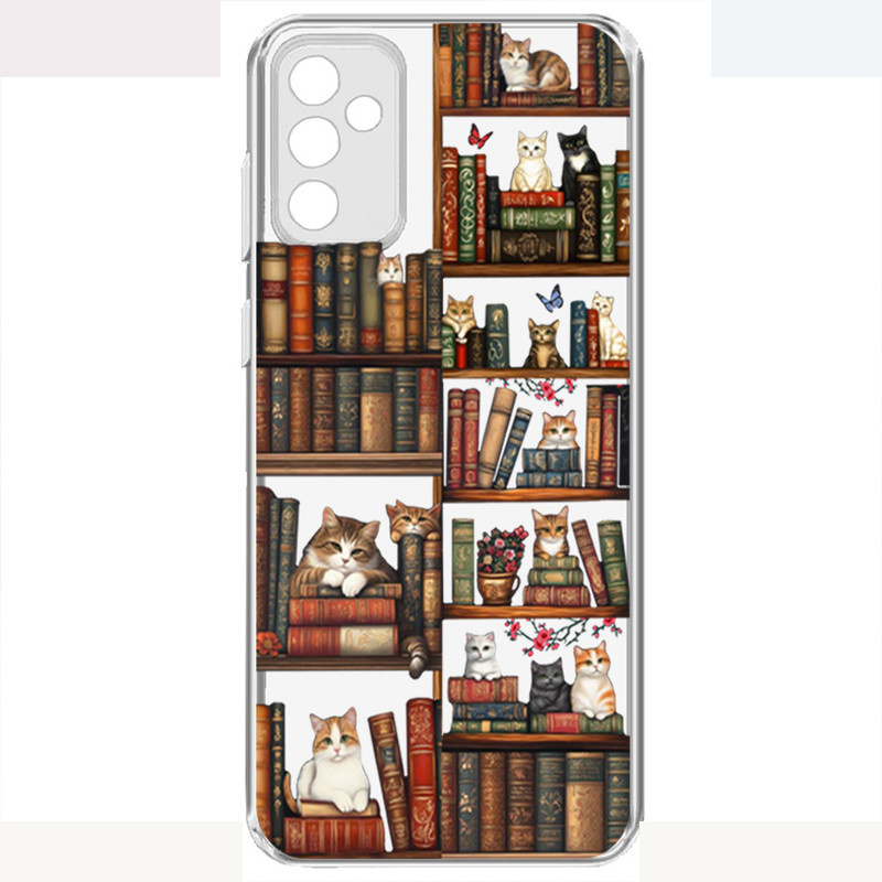 کاور طرح Cat & Books مناسب برای گوشی موبایل سامسونگ Galaxy A34