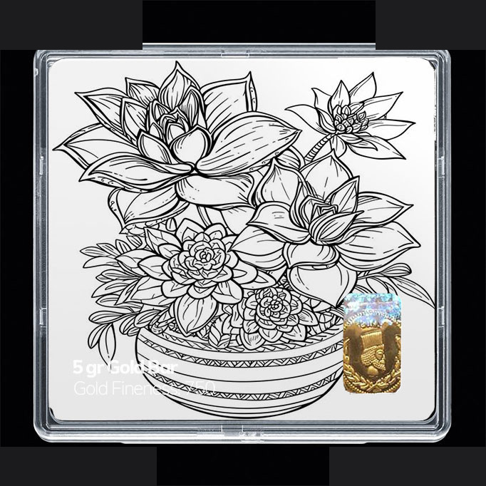 شمش طلا 18 عیار مدوپد مدل گل کد SG11767 شمش طلا 18 عیار مدوپد مدل گل کد SG11767