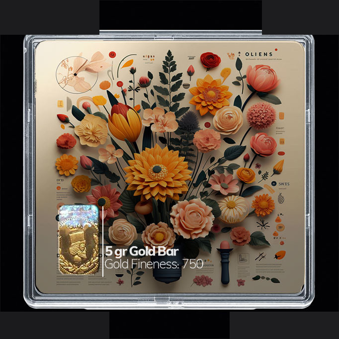 شمش طلا 18 عیار 100 سوت مدوپد مدل گل کد SG10398
