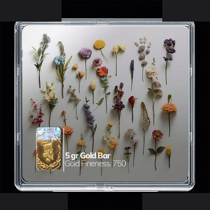 شمش طلا 18 عیار مدوپد مدل گل کد SG10379 شمش طلا 18 عیار مدوپد مدل گل کد SG10379