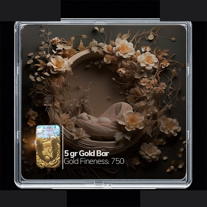 شمش طلا 18 عیار مدوپد مدل سبد و گل کد SG10300