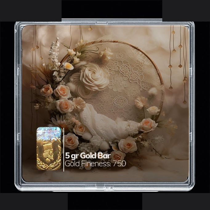 شمش طلا 18 عیار مدوپد مدل سبد و گل کد SG10274