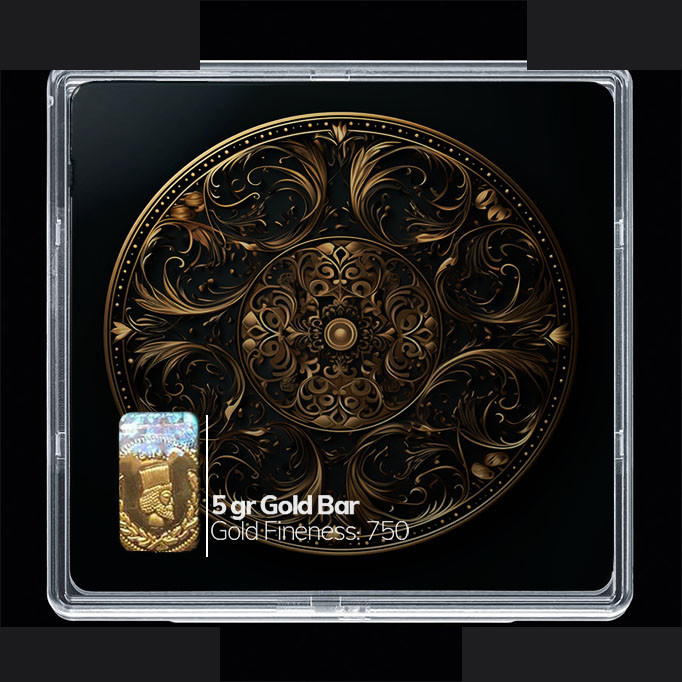 شمش طلا 18 عیار 100 سوت مدوپد مدل سینی و منبط کد SG10172