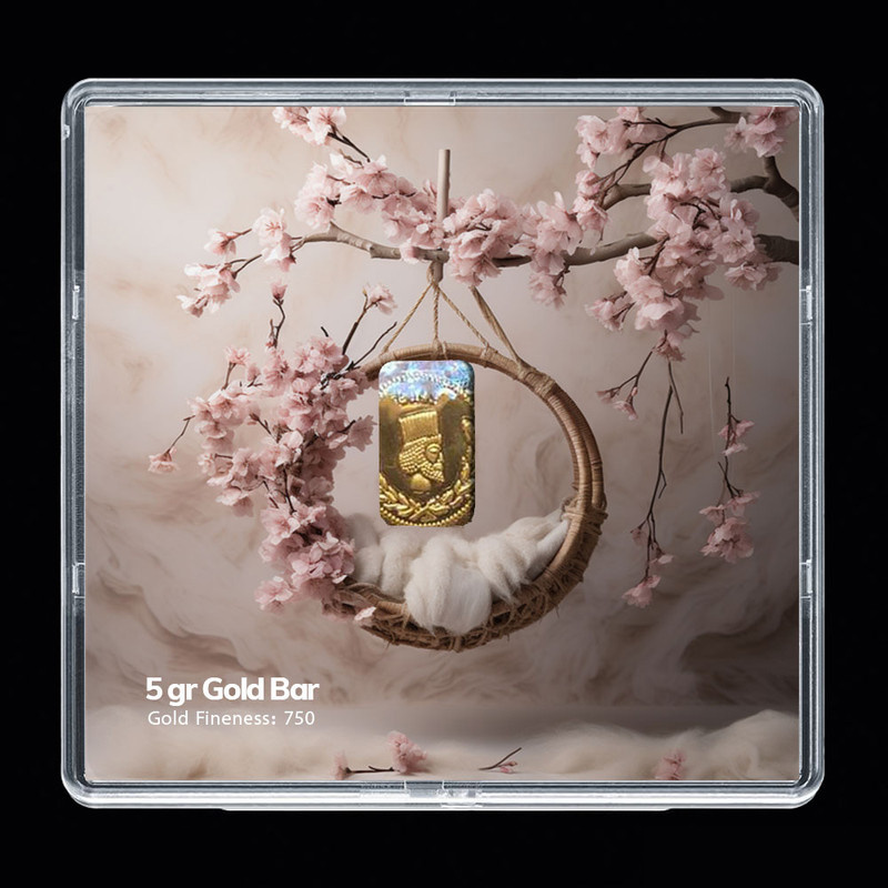 شمش طلا 18 عیار مدوپد مدل سبد و گل کد SG-10242