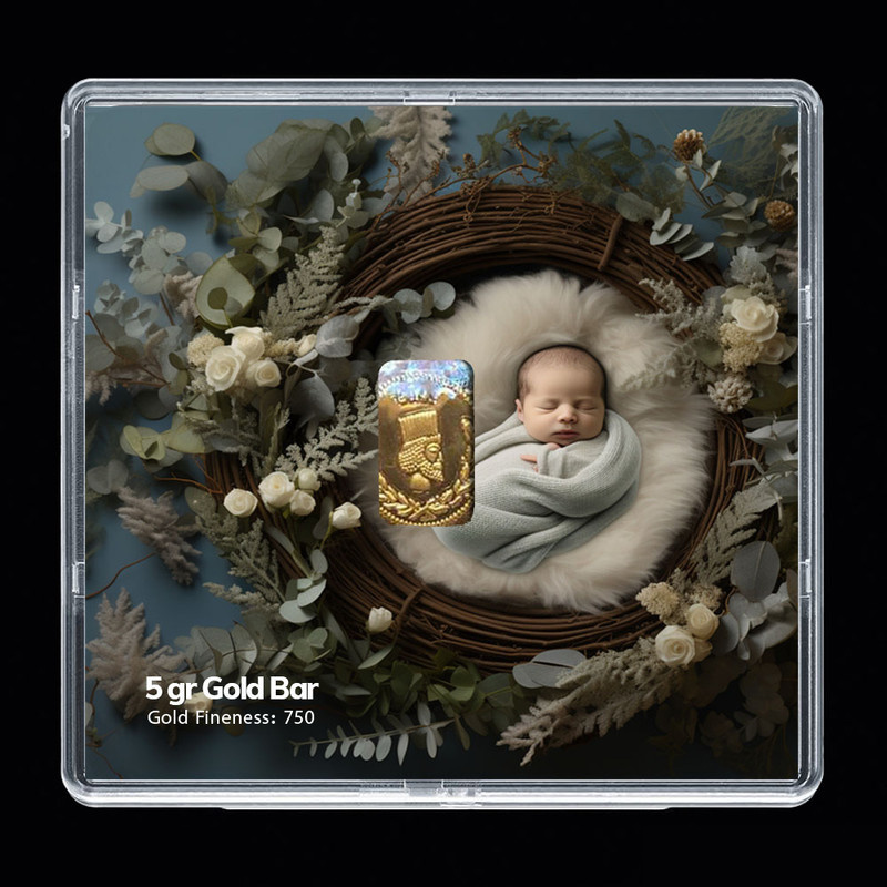 شمش طلا 18 عیار مدوپد مدل نوزاد کد SG-10230