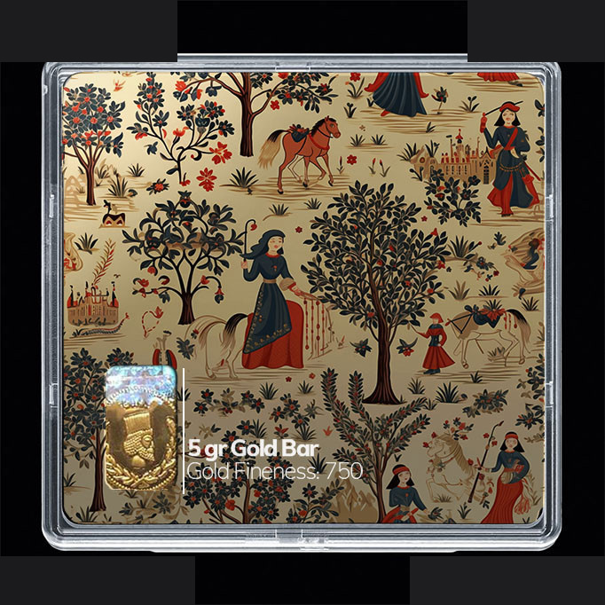 شمش طلا 18 عیار مدوپد مدل درخت و دختر کد SG10611