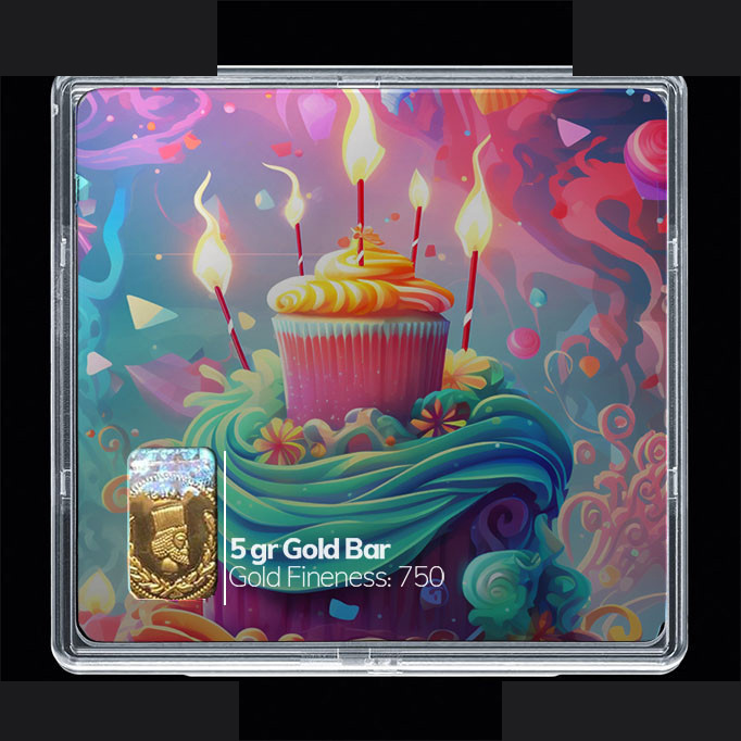 شمش طلا 18 عیار مدوپد مدل کیک تولد کد SG10637