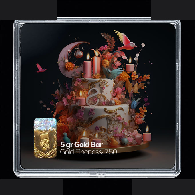 شمش طلا 18 عیار مدوپد مدل کیک تولد کد SG10717