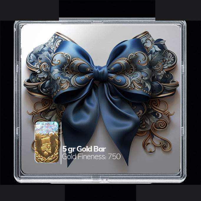 شمش طلا 18 عیار مدوپد مدل روبان آبی کد SG10805