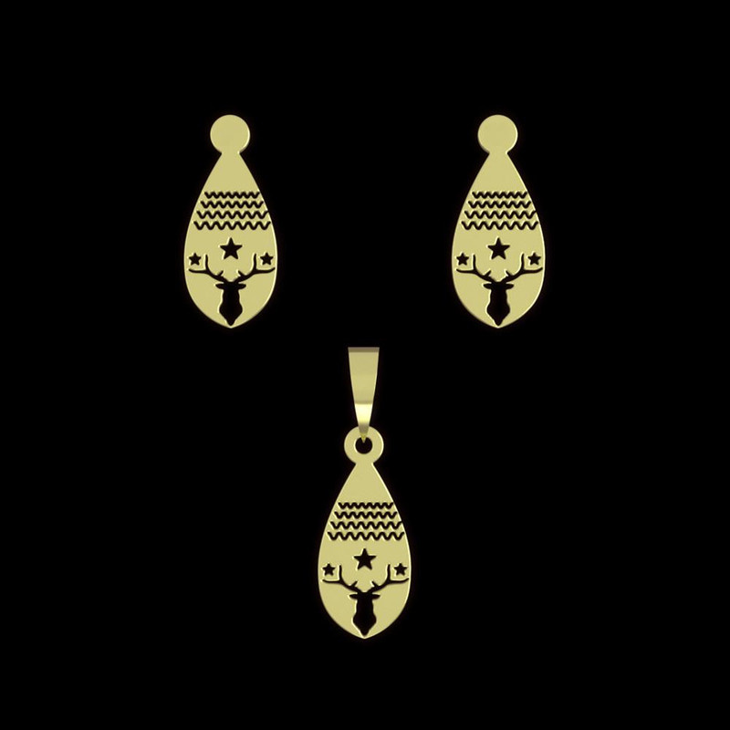 نیم ست طلا 18 عیار زنانه مدوپد مدل گوزن کد NA10287