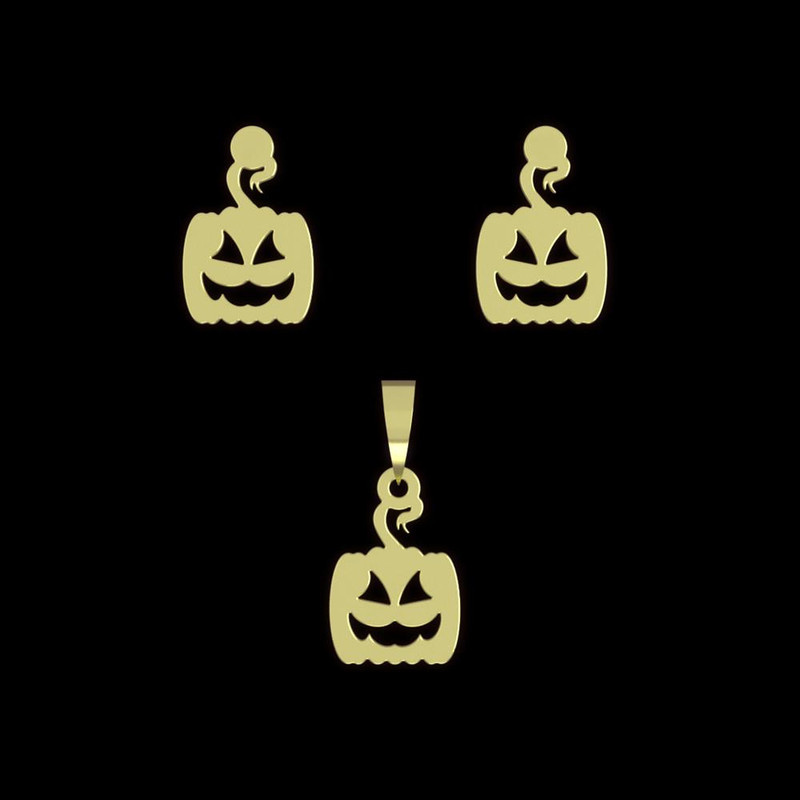 نیم ست طلا 18 عیار زنانه مدوپد مدل کدو هالووین کد NA10340