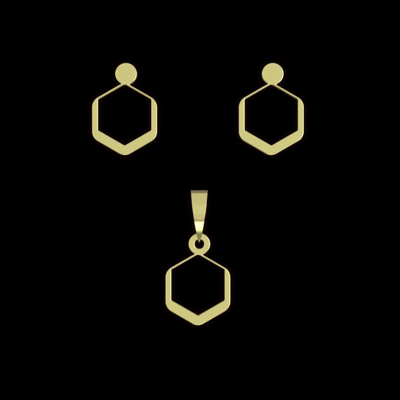 نیم ست طلا 18 عیار زنانه مدوپد مدل شش ضلعی کد NA10352