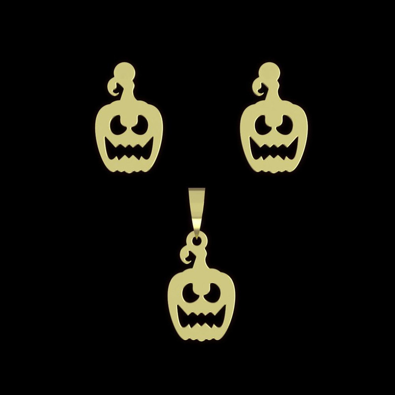 نیم ست طلا 18 عیار زنانه مدوپد مدل کدو هالووین کد NA10378