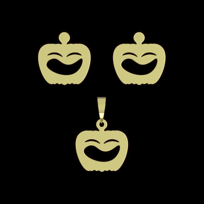 نیم ست طلا 18 عیار زنانه مدوپد مدل کدو هاللوین کد NA10400