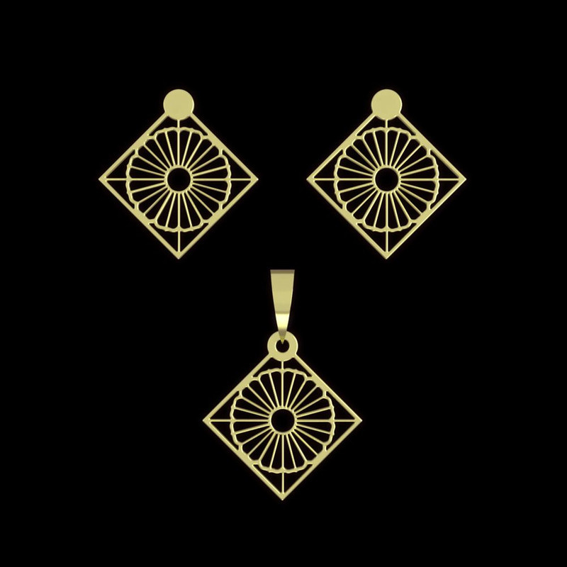 نیم ست طلا 18 عیار زنانه مدوپد مدل مربع کد NA10446