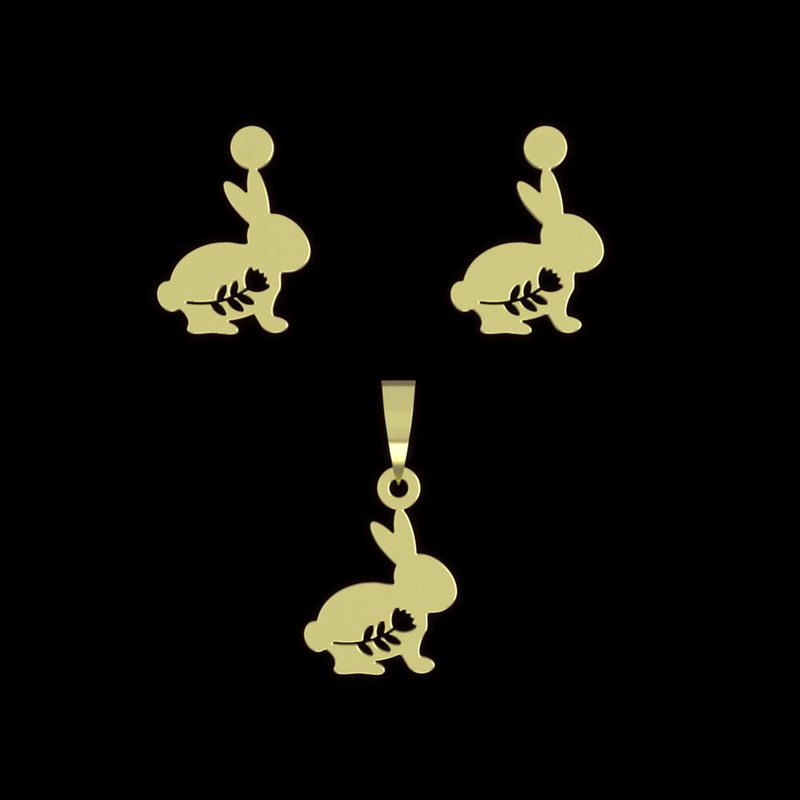 نیم ست طلا 18 عیار زنانه مدوپد مدل خرگوش کد NA10468