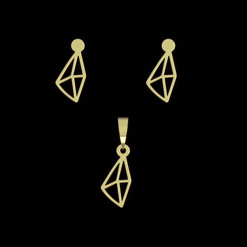 نیم ست طلا 18 عیار زنانه مدوپد مدل لوزی کد NA12096