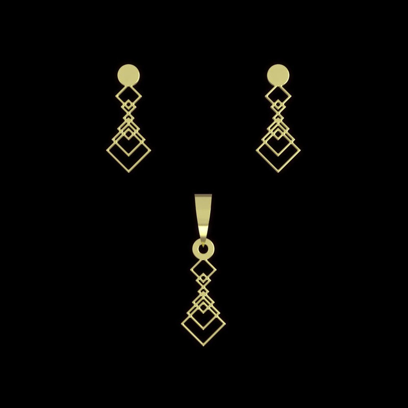 نیم ست طلا 18 عیار زنانه مدوپد مدل لوزی حلقه ای کد NA12169