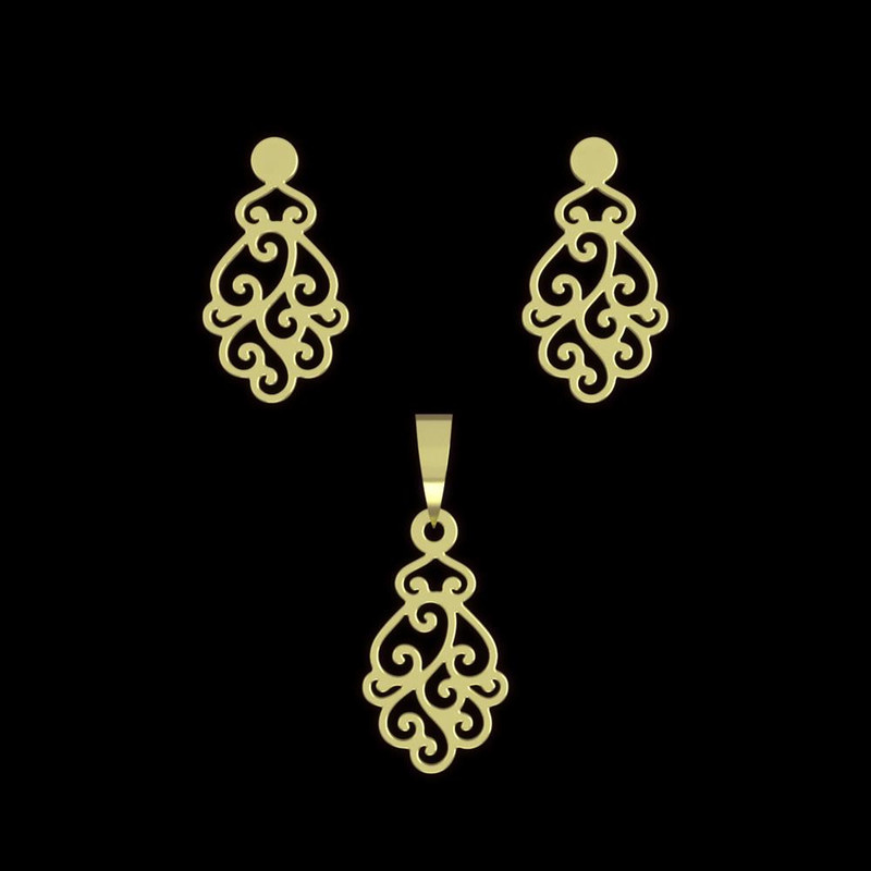 نیم ست طلا 18 عیار زنانه مدوپد مدل اسلیمی کد NA12205