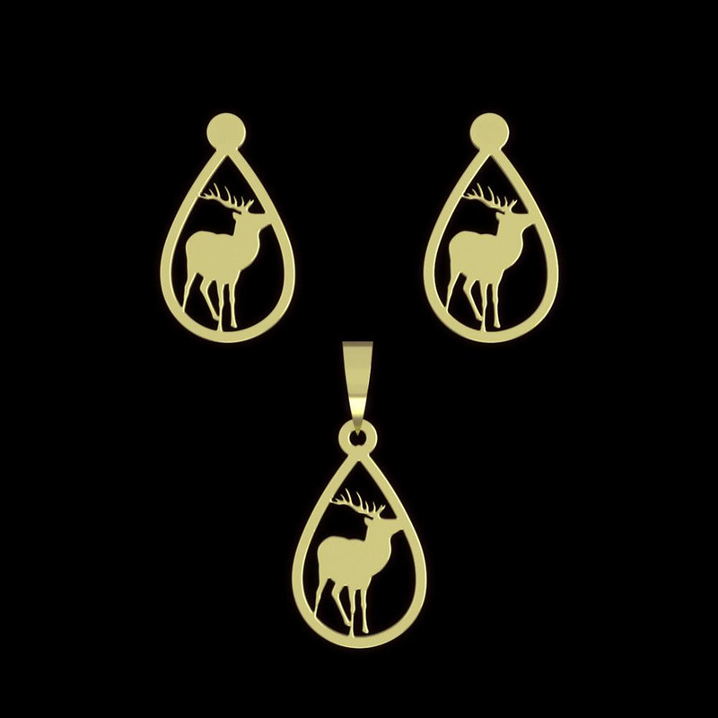 نیم ست طلا 18 عیار زنانه مدوپد مدل گوزن کد NA12275