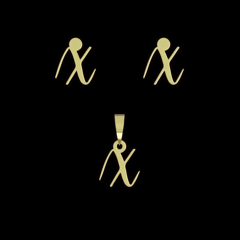 نیم ست طلا 18 عیار زنانه مدوپد مدل حرف x کد NA12333