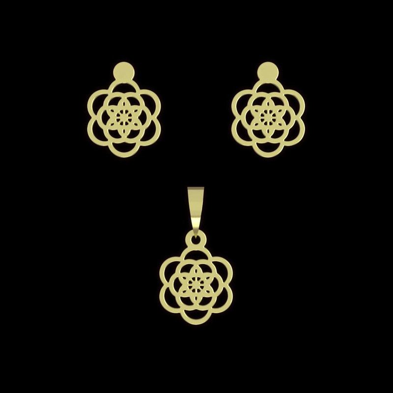 نیم ست طلا 18 عیار زنانه مدوپد مدل گل کد NA12346