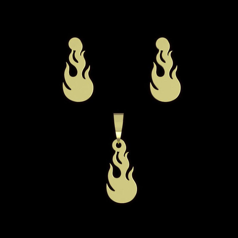 نیم ست طلا 18 عیار زنانه مدوپد مدل آتش کد NA12508