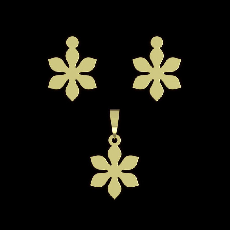 نیم ست طلا 18 عیار زنانه مدوپد مدل گل کد NA12512