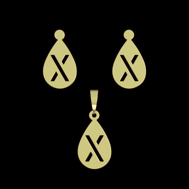 نیم ست طلا 18 عیار زنانه مدوپد مدل حرف x کد NA12513