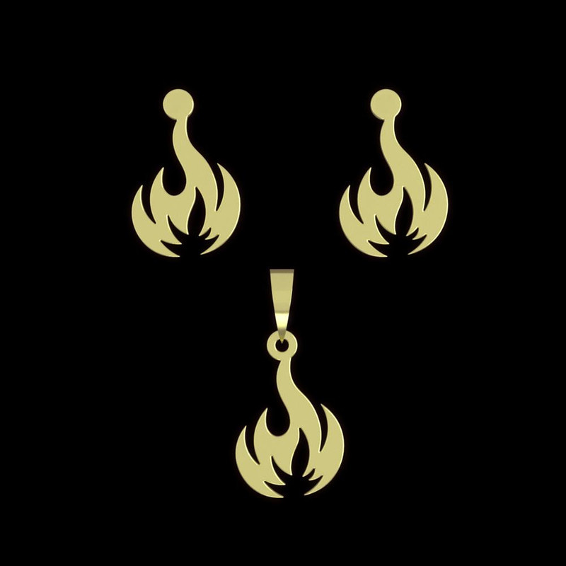 نیم ست طلا 18 عیار زنانه مدوپد مدل آتش کد NA12530