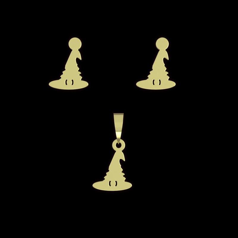 نیم ست طلا 18 عیار زنانه مدوپد مدل کلاه هالووین کد NA12563