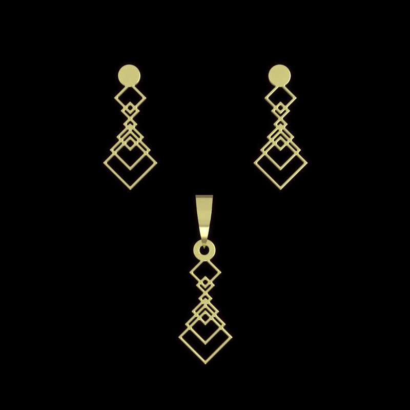 نیم ست طلا 18 عیار زنانه مدوپد مدل حلقه لوزی کد NA12809