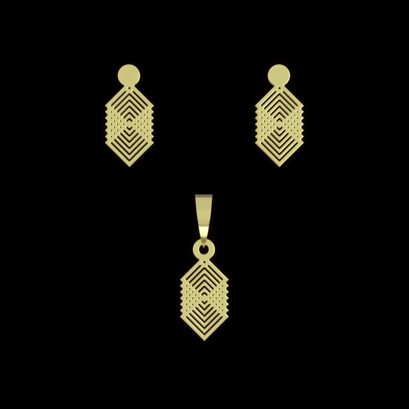 نیم ست طلا 18 عیار زنانه مدوپد مدل هندسی کد NA12938