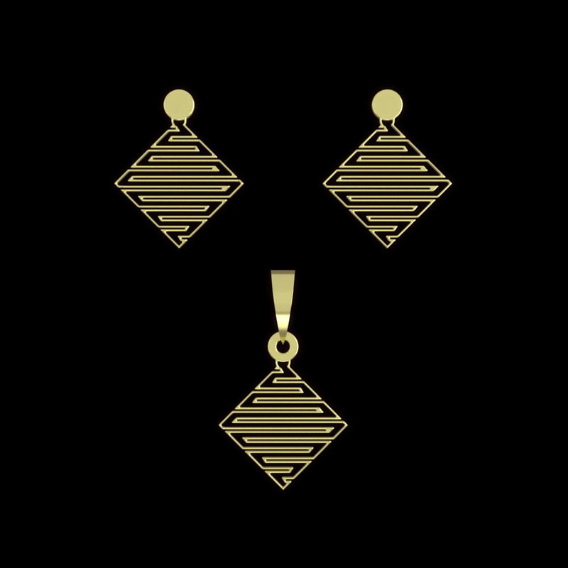 نیم ست طلا 18 عیار زنانه مدوپد مدل لوزی کد NA12970