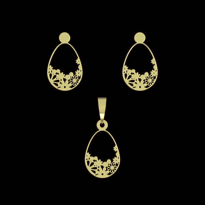 نیم ست طلا 18 عیار زنانه مدوپد مدل گل کد NA13007