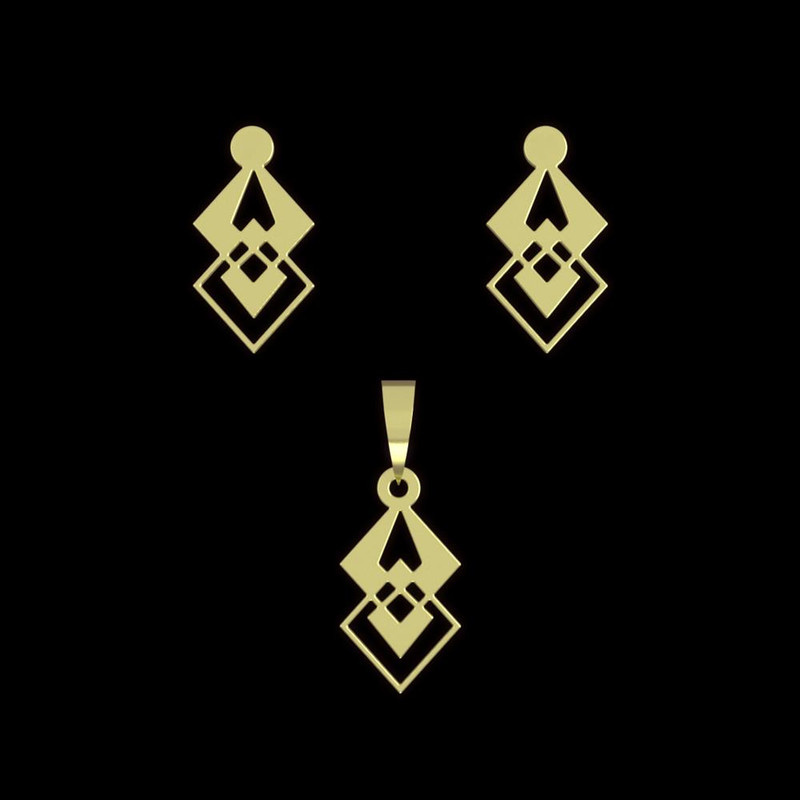 نیم ست طلا 18 عیار زنانه مدوپد مدل هندسی کد NA13192