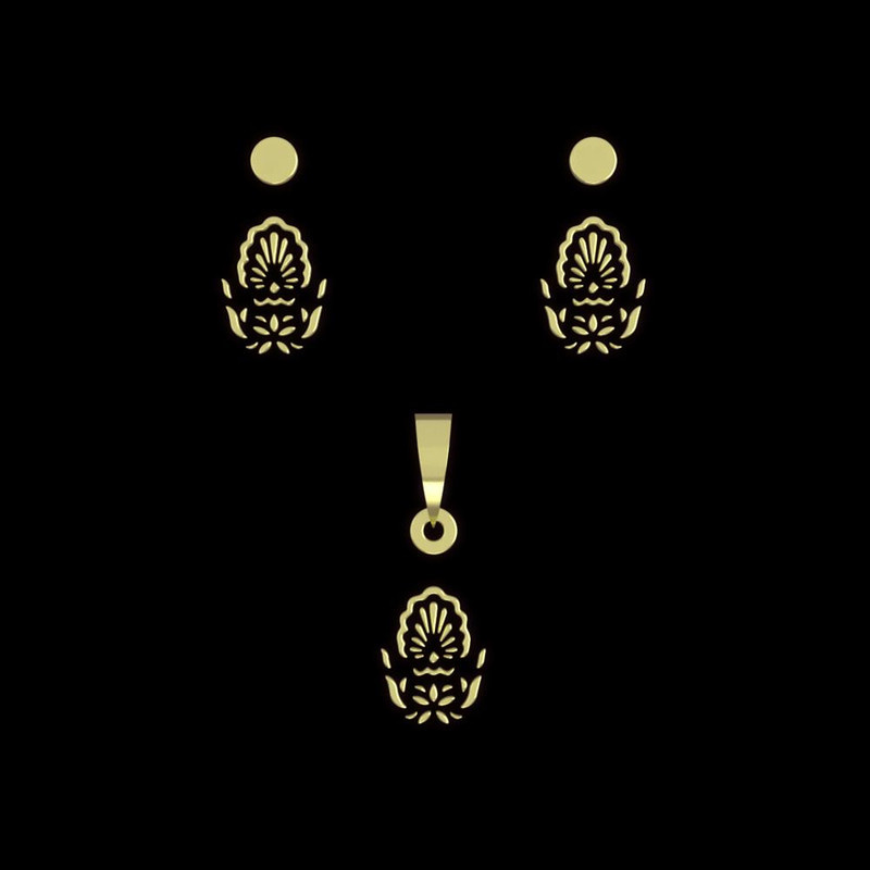 نیم ست طلا 18 عیار زنانه مدوپد مدل هندسی کد NA13231