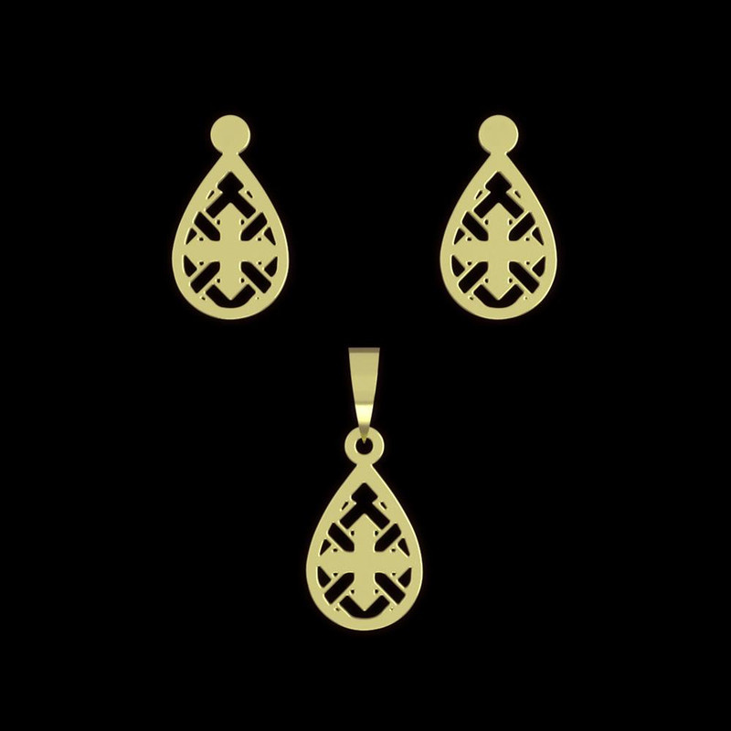 نیم ست طلا 18 عیار زنانه مدوپد مدل هندسی کد NA13883