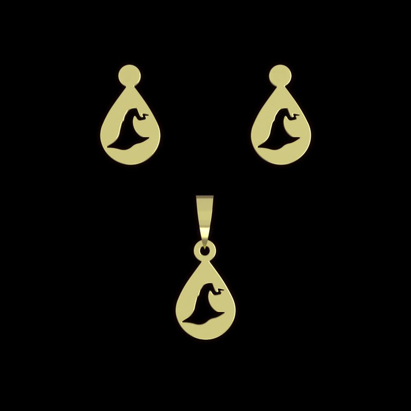 نیم ست طلا 18 عیار زنانه مدوپد مدل کلاه کد NA13971