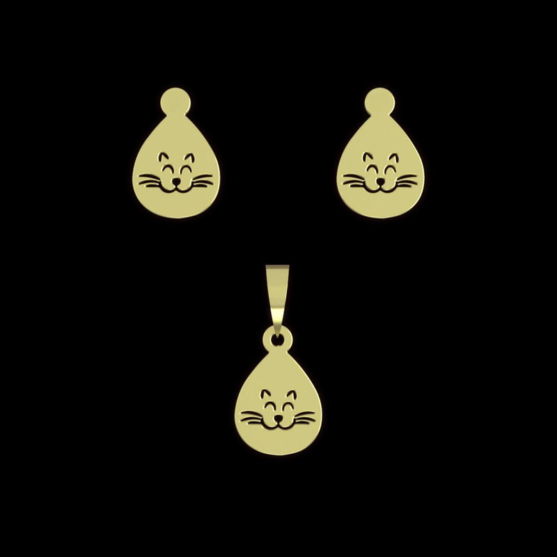 نیم ست طلا 18 عیار زنانه مدوپد مدل گربه کد NA14026