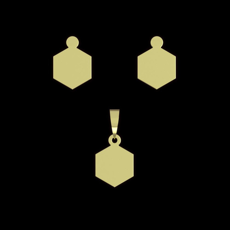 نیم ست طلا 18 عیار زنانه مدوپد مدل شش ضلعی کد NA14097