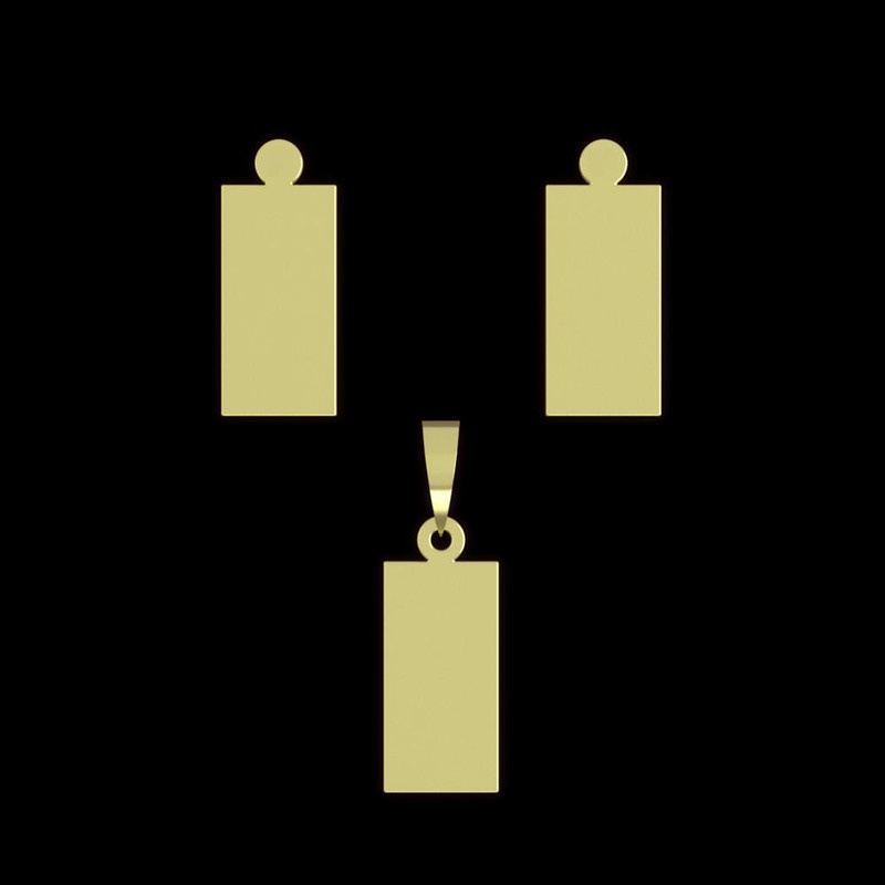 نیم ست طلا 18 عیار زنانه مدوپد مدل مستطیل کد NA14168