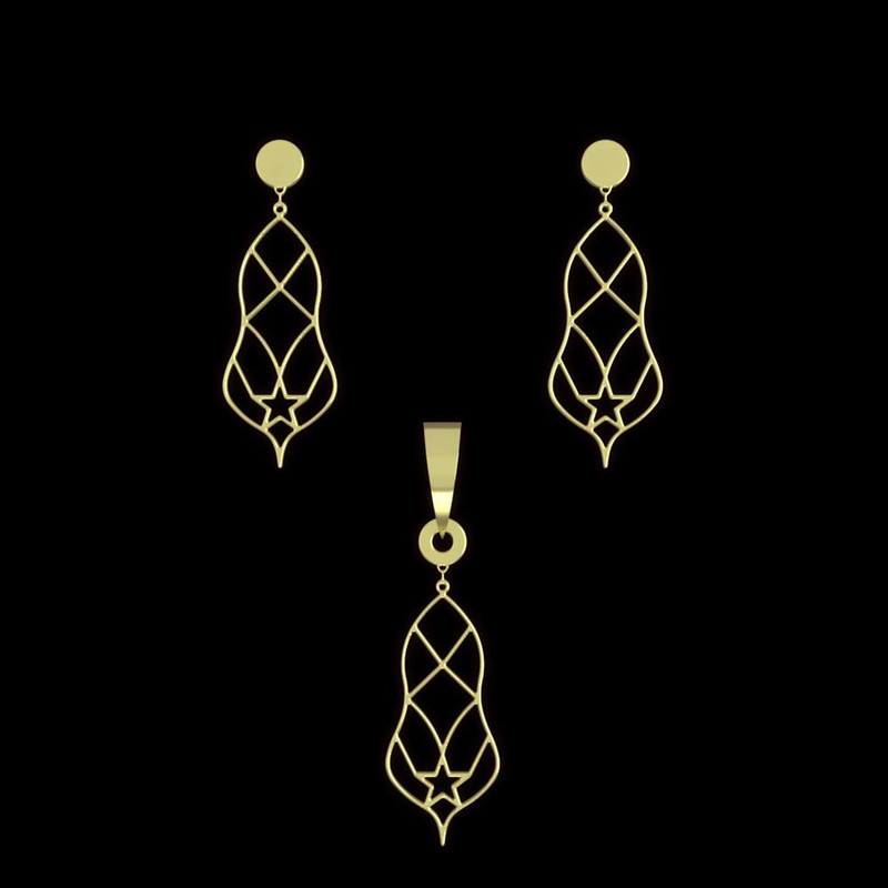 نیم ست طلا 18 عیار زنانه مدوپد مدل هندسی کد NA14356