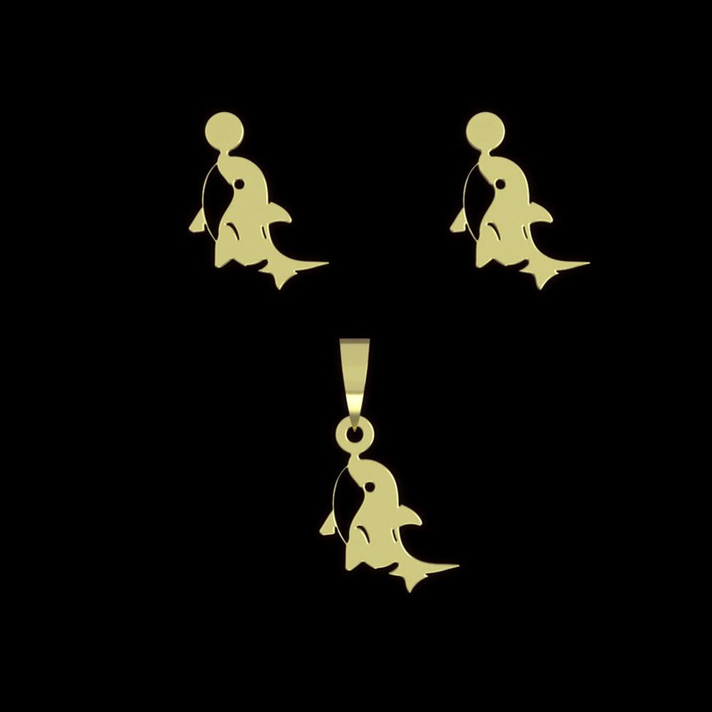 نیم ست طلا 18 عیار زنانه مدوپد مدل دلفین کد NA14431