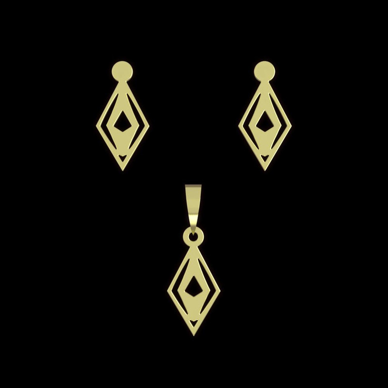 نیم ست طلا 18 عیار زنانه مدوپد مدل هندسی کد NA14619