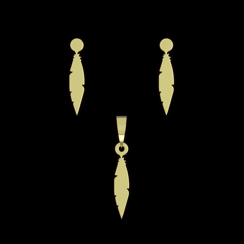 نیم ست طلا 18 عیار زنانه مدوپد مدل برگ کد NA14651